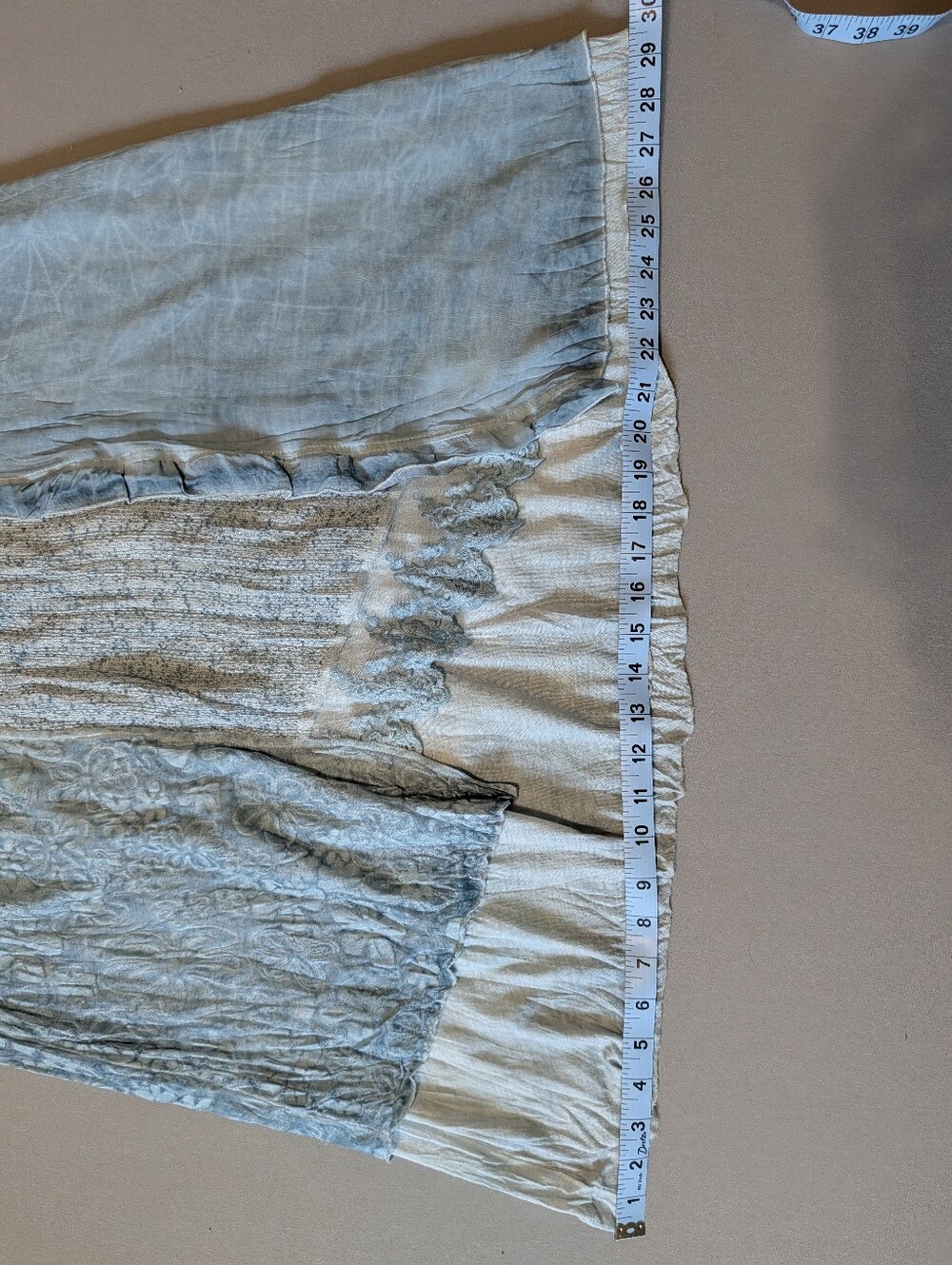 Fleur de Lis Baby Blue Layer Lace Patchwork Maxi Skirt Fairy Boho Medium M Y2K - Picture 7 of 8